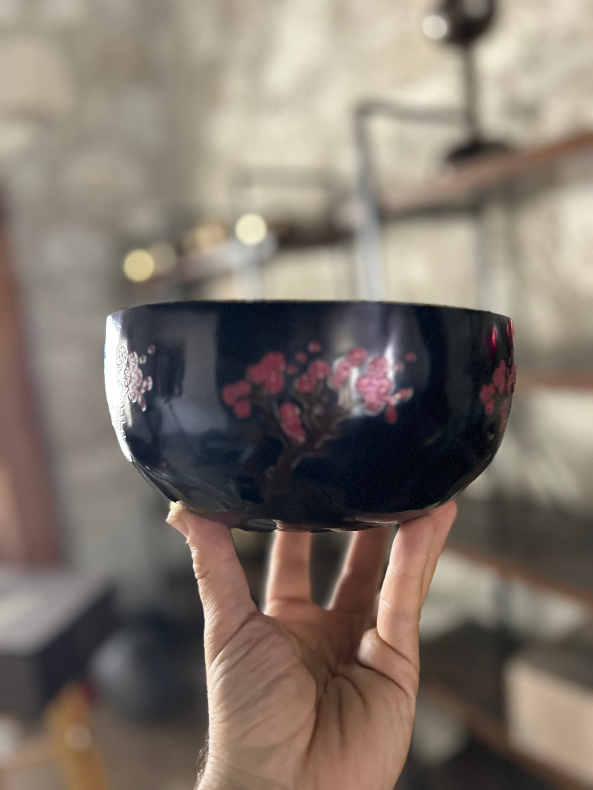 The Dark Blossom Bowl With Felt Rose