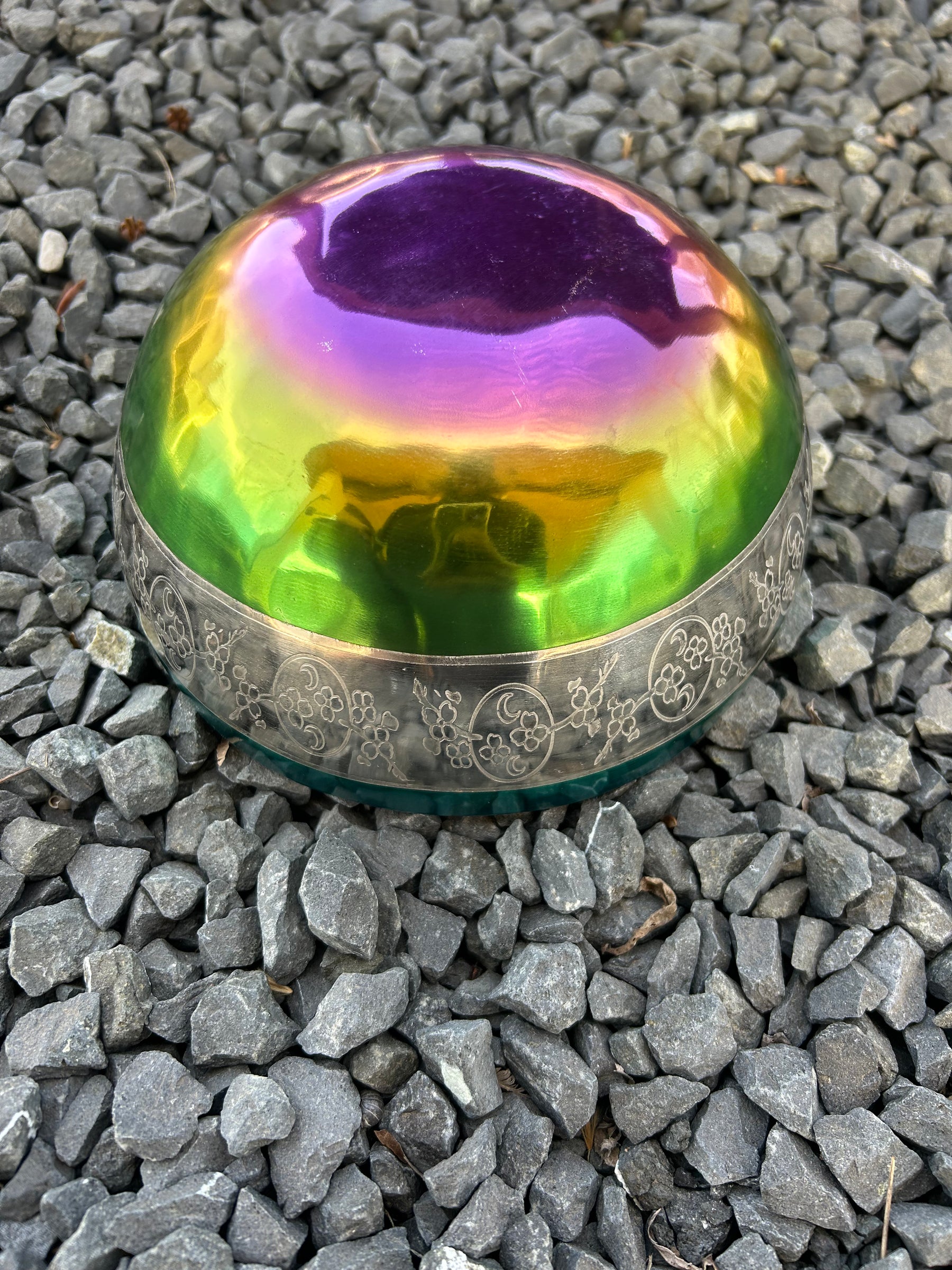 The Lunar Bloom: 7.75" 3rd Octave Rainbow Bronze Bowl