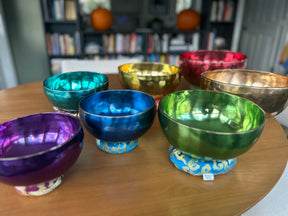 Colorized 7 Chakra Singing Bowl Set Handmade Bronze