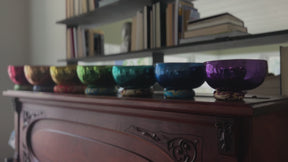 Colorized 7 Chakra Singing Bowl Set Handmade Bronze