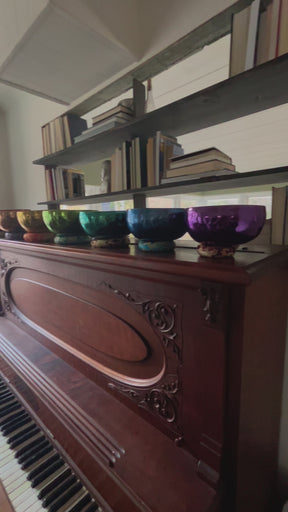 Colorized 7 Chakra Singing Bowl Set Handmade Bronze